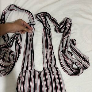 Striped V-neck romper